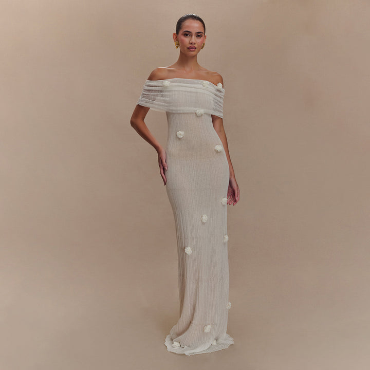 Dame Off-Shoulder Blomster Maxi Kjole Stilla