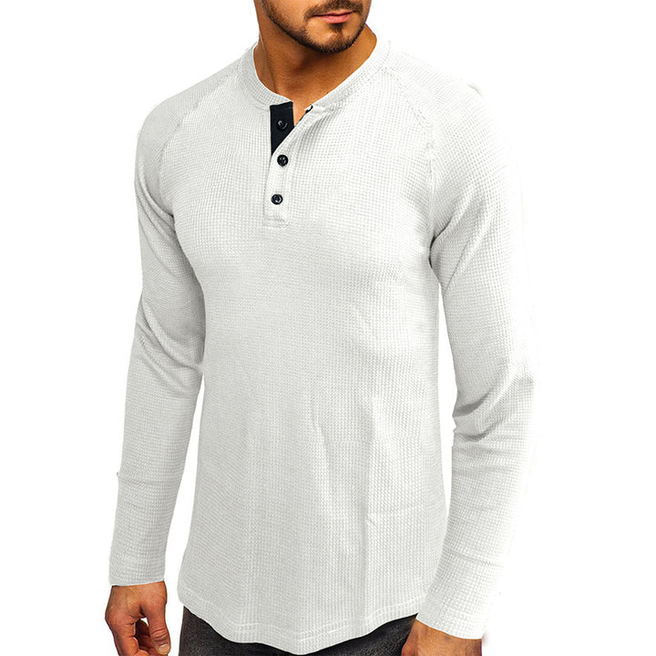 Herrer Langærmet Henley Skjorte med struktureret Design Stilla