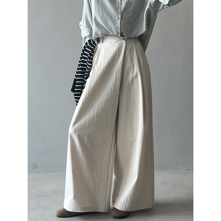 Dame bred Culotte-bukser med elegante foldedetaljer og høj talje pasform Stilla
