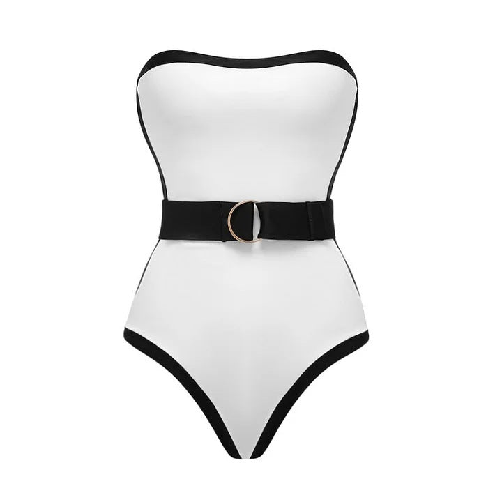 Dame bandeau badedragt med mode bælte Skovae