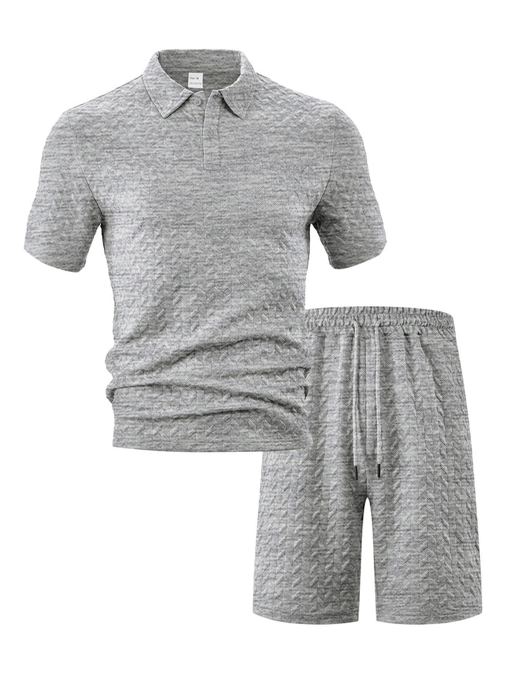 Herre Polo-Shorts-Sæt lavet af åndbart strukturmateriale med moderne design Stilla