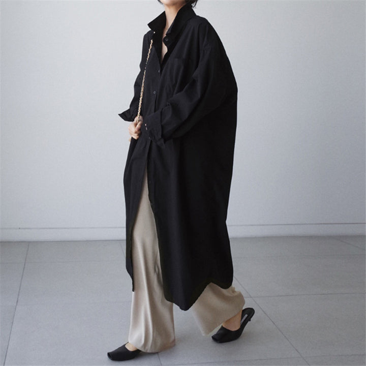 Dame Oversized Skjortekjole i let bomuld med trendy snit Stilla