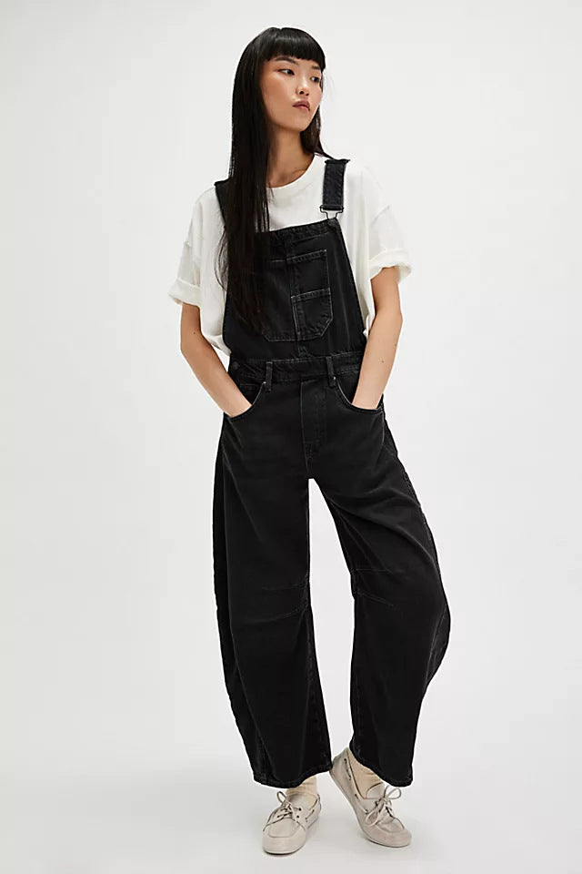 Dame Dungaree i Løs Oversized Stil med Praktiske Lommer og Mode Accenter Skovae
