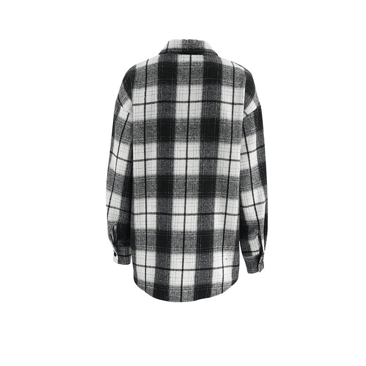 Dame rutet bluse i afslappet oversized snit med hochwertige materialer Stilla