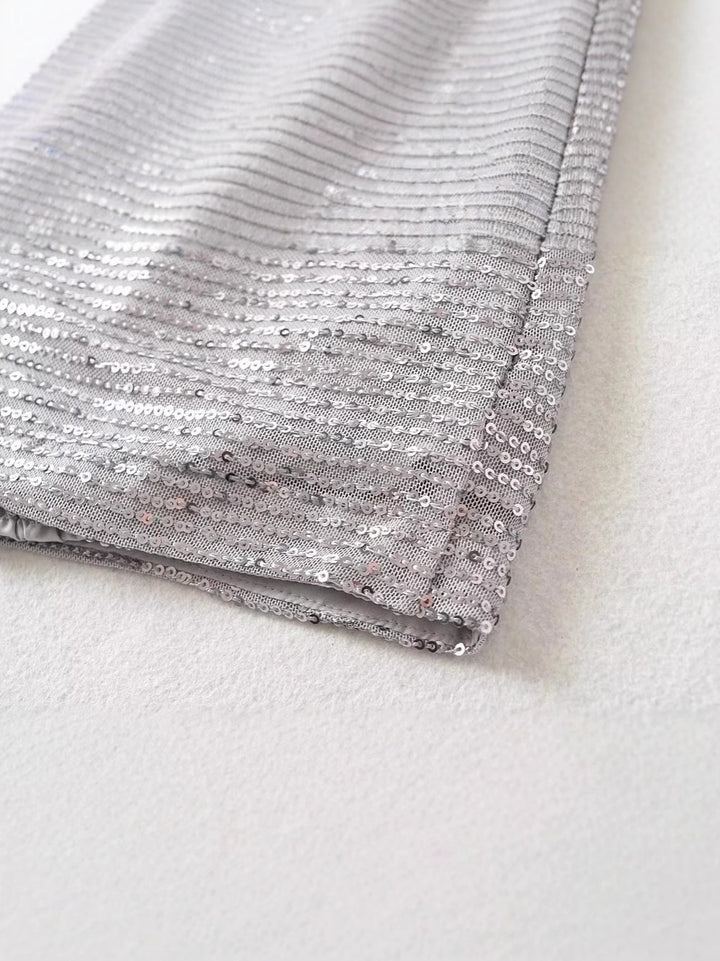 Dame Glitrende Mini Skørt med elastisk linning og elegant glans Stilla