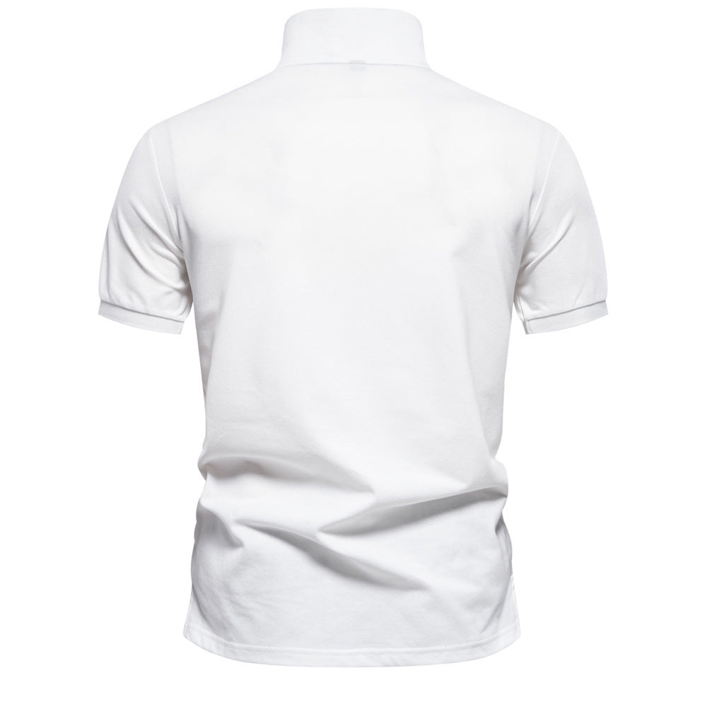 Herren nan polo shirt med floralsk gradient mønster, kentkrave og diskret knaplukning Skovae