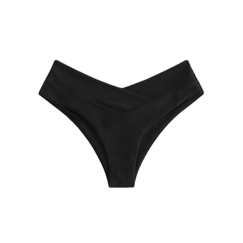 Dame bikini slip med høj talje og elegant V-udskæring Skovae