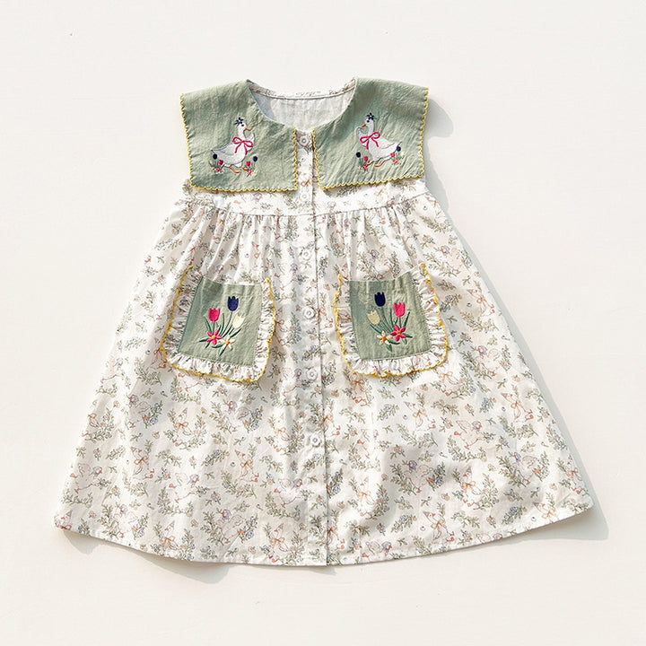 Femme Floral Broderet Kjole Stilla