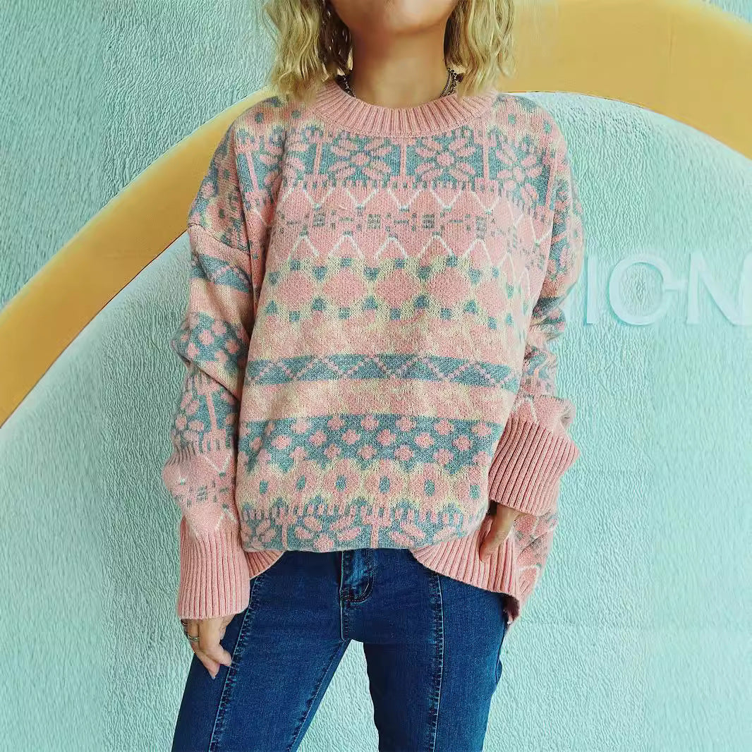Kvinder komfortabel sweater med traditionelt norsk mønster og afslappet snit Stilla