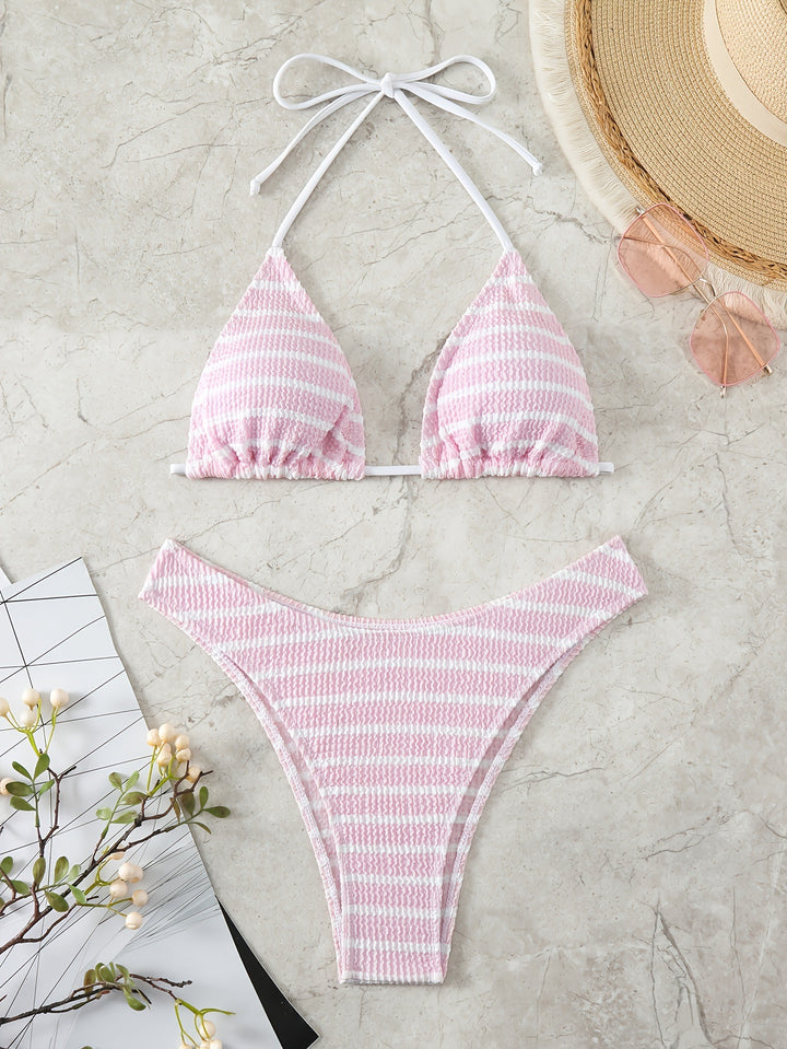 Dame triangel-bikini med raffinerede striber Skovae
