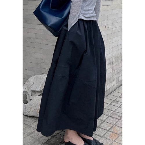 Femme A-linje Maxi-nederdel med elastisk talje og dybe lommer Stilla