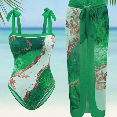 Dame Elegant Én-delt Badedragt med matchende Strand nederdel Skovae