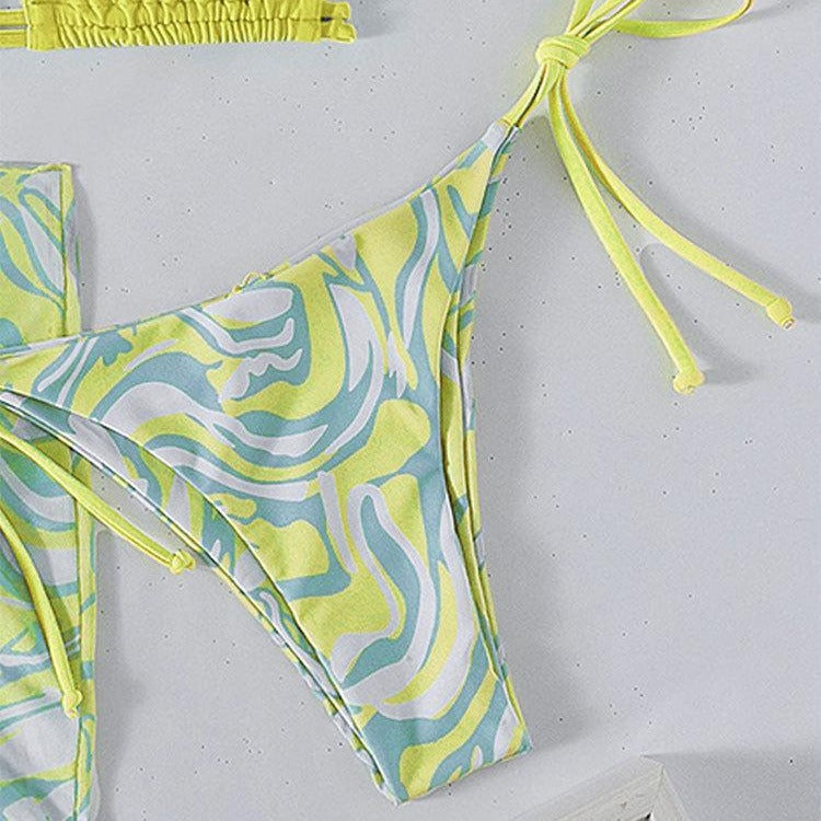 Dame Triangel-Bikini med justerbare stropper og dekorativt indpakningsskørt Stilla