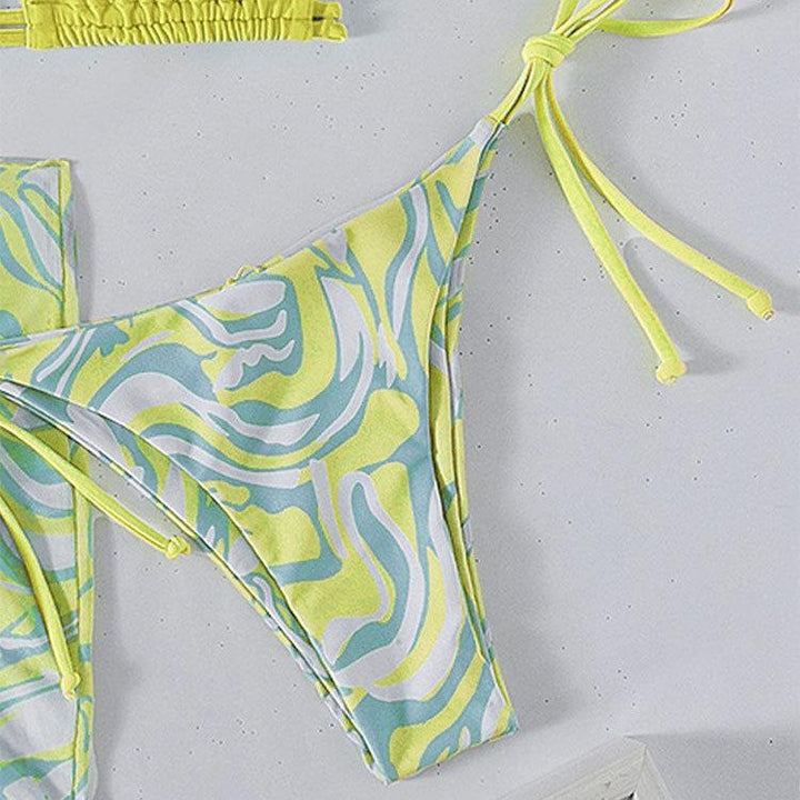 Dame Triangel-Bikini med justerbare stropper og dekorativt indpakningsskørt Stilla