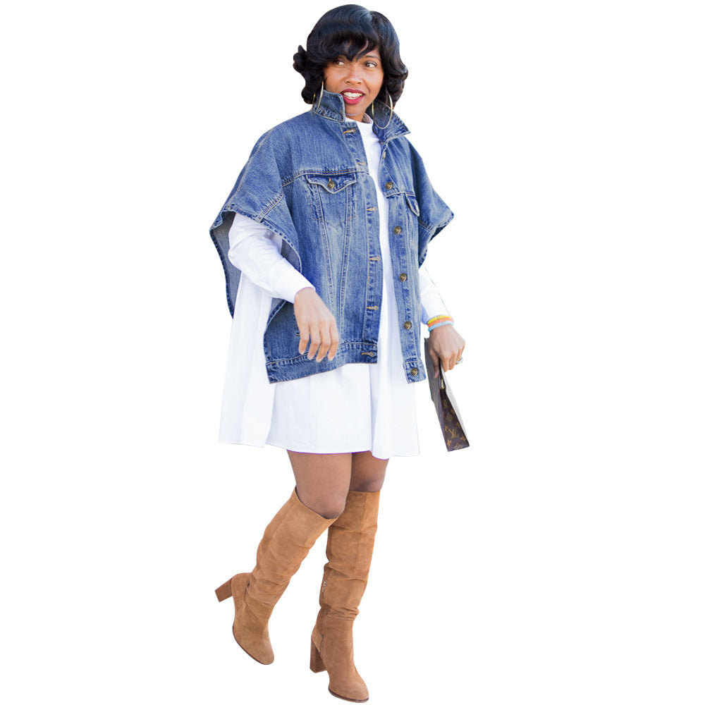 Dame Oversized Denimjakke med afslappet snit og praktiske lommer Stilla