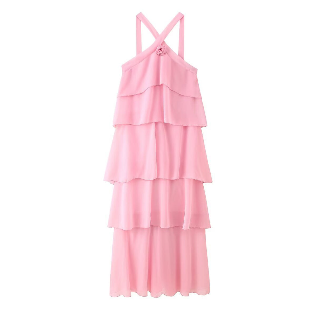Femme Lagdelt Chiffon Maxi-Kjole Stilla