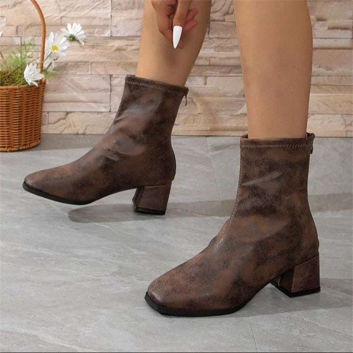 Dame elegante Ankle Boots med robust blokhæl og moderne snit Stilla