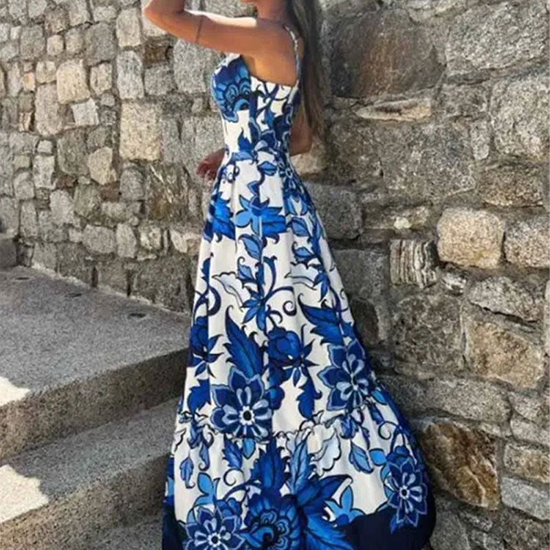 Dame Maxi-kjole med blomsterprint Stilla