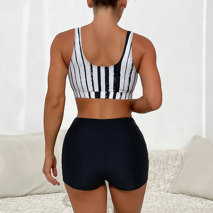 Damer Sporty Crop Top med stribet design Skovae