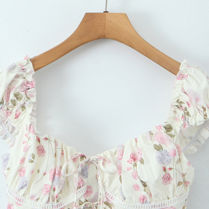 Dame Crop-Top med afslappede flæsedetaljer og justerbar snøre Stilla