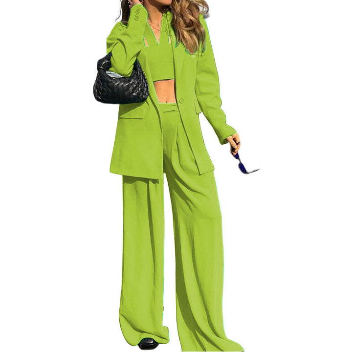 Dame Mode Sæt med Vid Blazer og Cropped Top Skovae