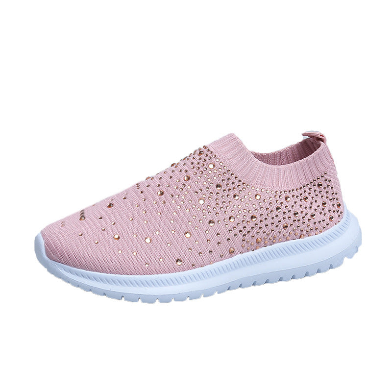 Dame sneakers med funklende strass-applikationer og elastisk strik-overmateriale Stilla
