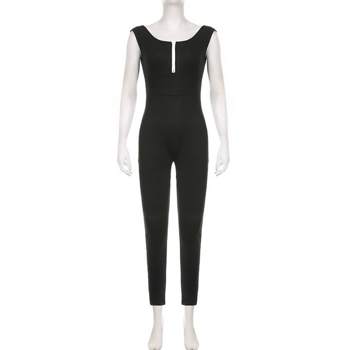Dame figursyet jumpsuit med elegant lynlås og smalle ben Skovae