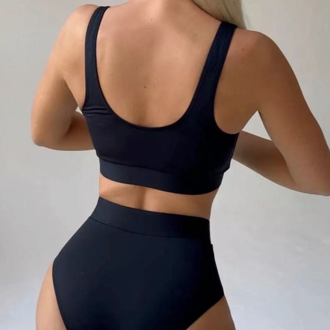 Dame bikini sæt med trendy snøredesign og høj talje Skovae