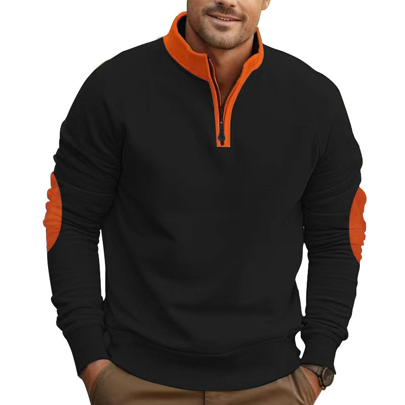 Herre sporty fleece-pullover med moderne ståkrave og unikke detaljer Stilla