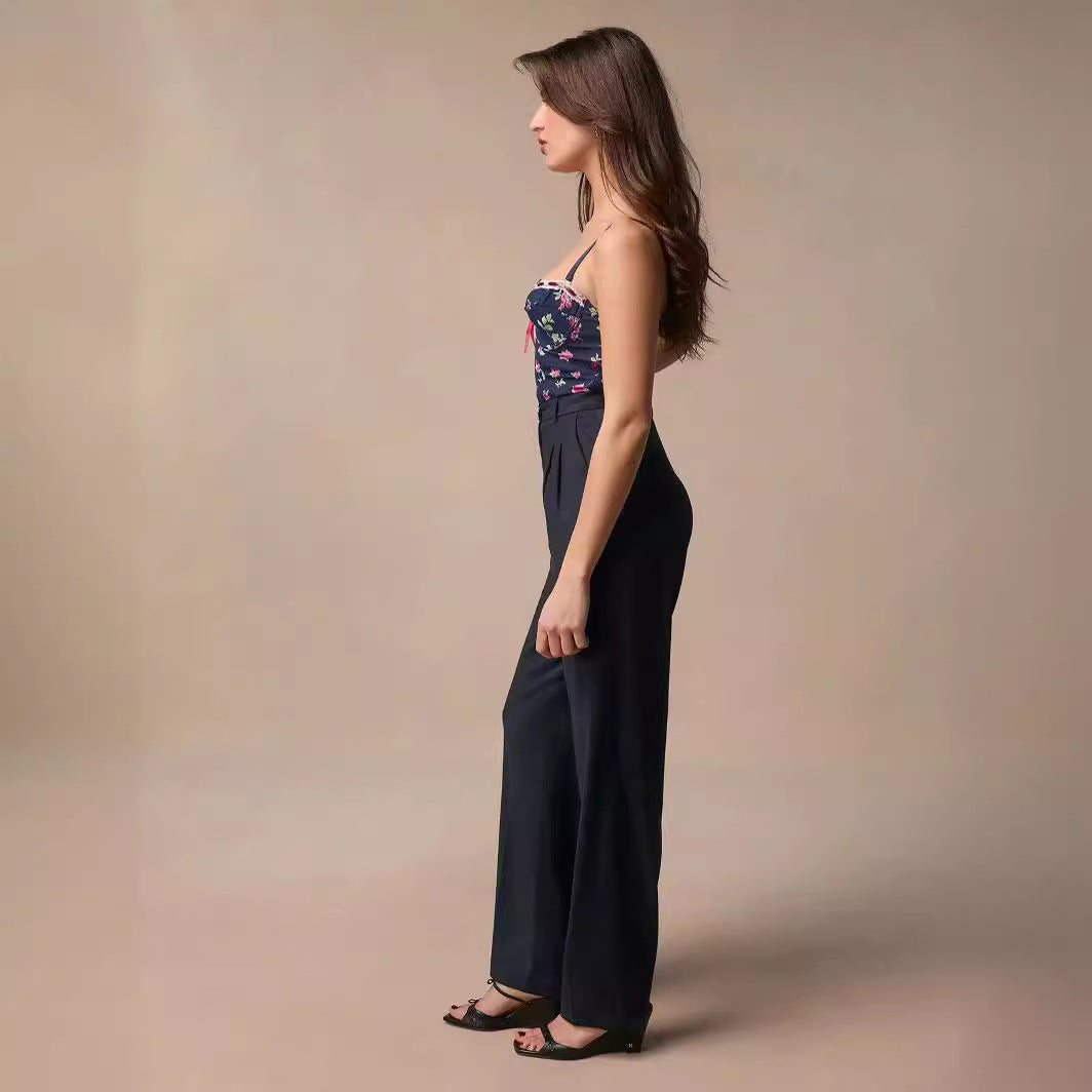 Dame Bandeau-top med blomsterdetaljer og romantiske kløvekants-accents Stilla