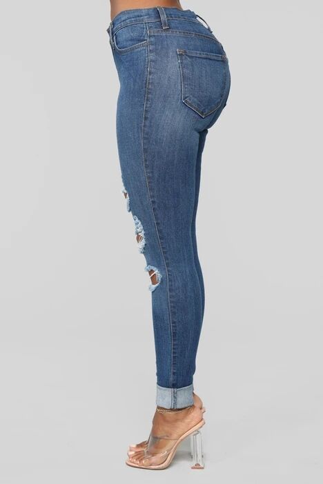 Dame Skinny Jeans i trendy Destroyed-look med revner og høj talje Stilla