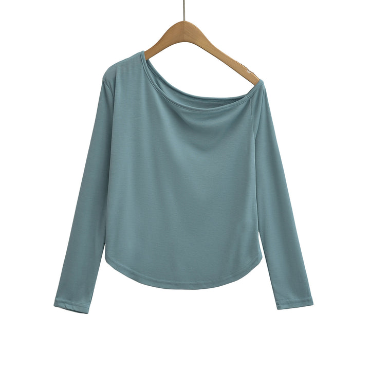 Dame asymmetrisk langærmet top med afslappet splitdesign Stilla