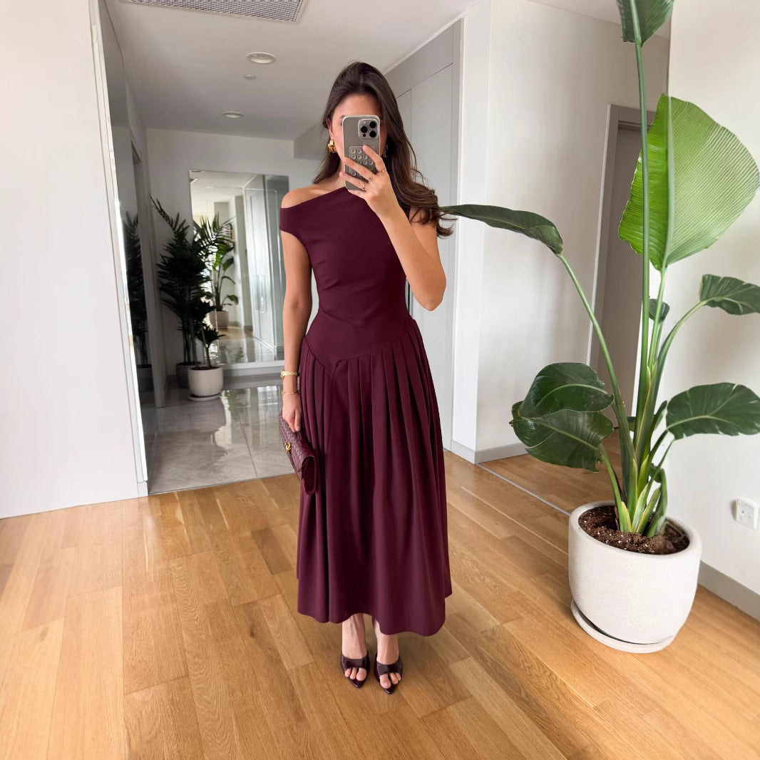 Damer Off-Shoulder Plisseret Aftenkjole Stilla