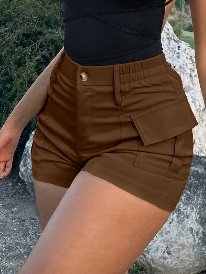 Dame Cargo-shorts med elastisk talje og praktiske sidelommer Skovae