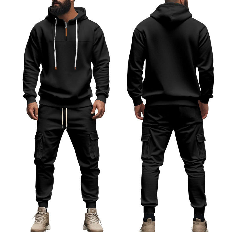 Herrer sporty hoodie og cargo-træningsbukser sæt Stilla