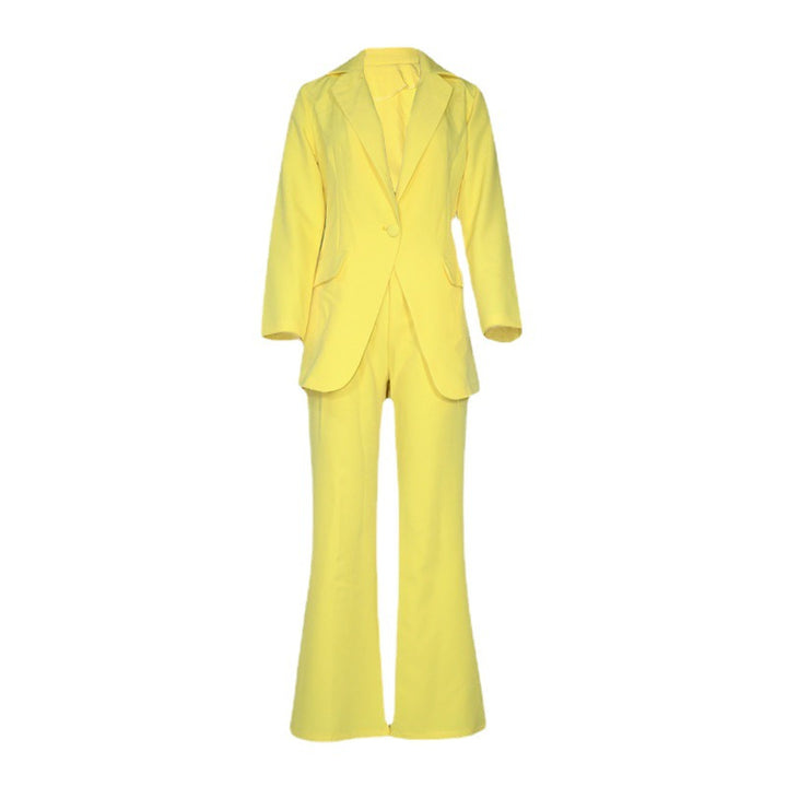 Dame elegant skåret blazer-bukse-sæt med dyb V-hals Stilla
