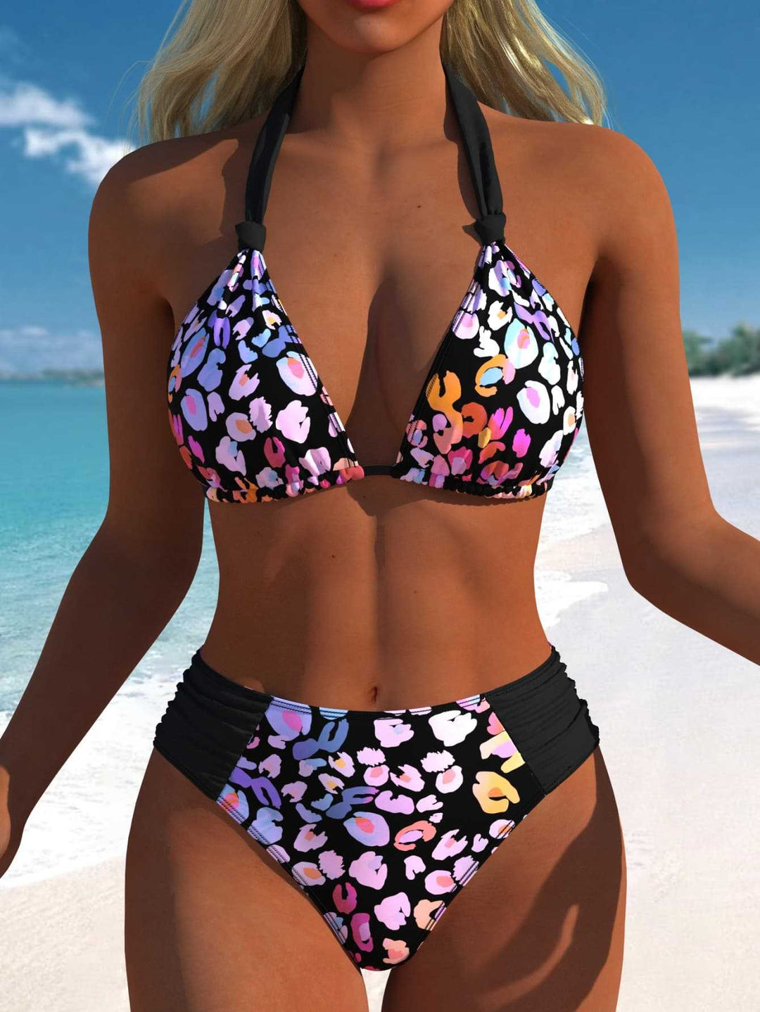 Dame bikini sæt med moderne polka dots og højtailet bikini trusser Skovae