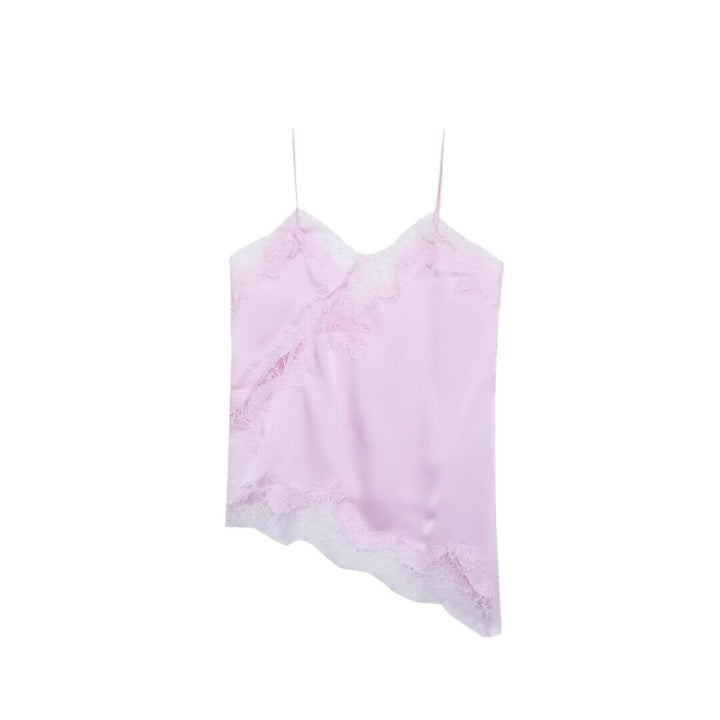Dame-spids-camisole med asymmetrisk snit og elegante prikker Skovae