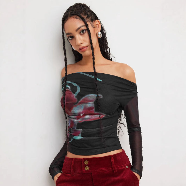 Dame Trendy Shirt med gennemsigtige ærmer Skovae