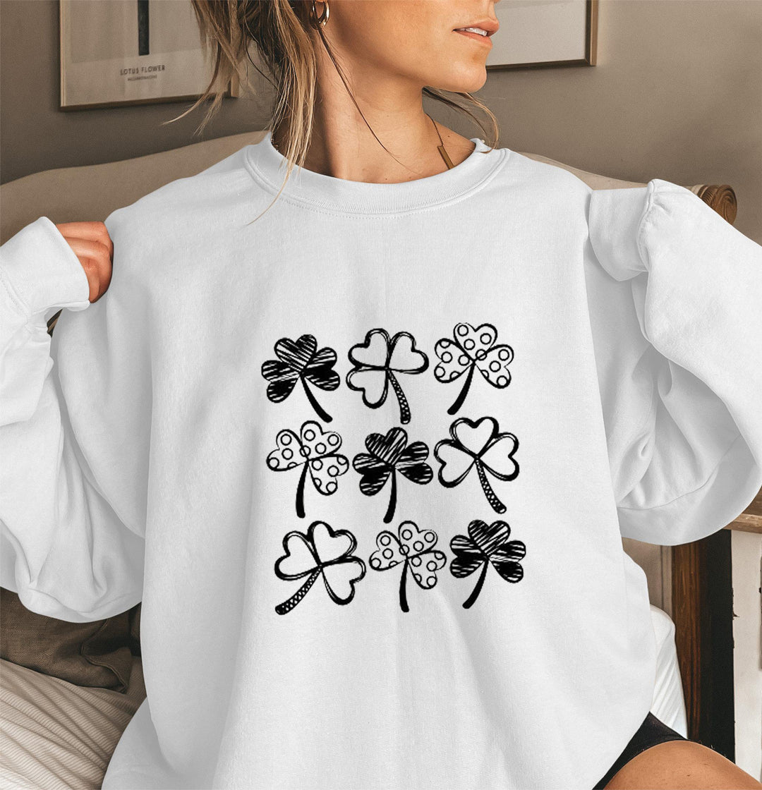 Kvinders sweatshirt med legesygt kløvermotiv Stilla