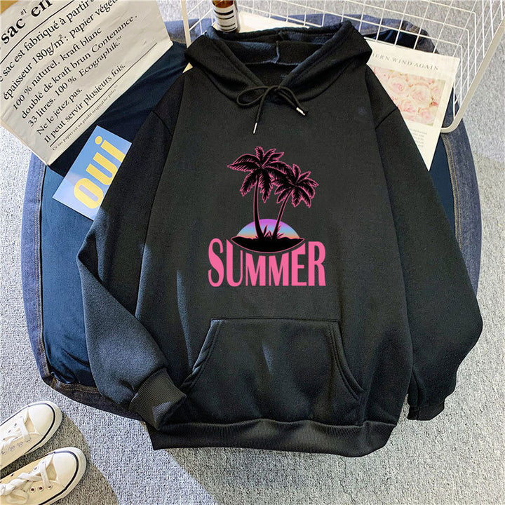Kvinder's hoodie med sommermotiv og tropisk palmeprint Skovae
