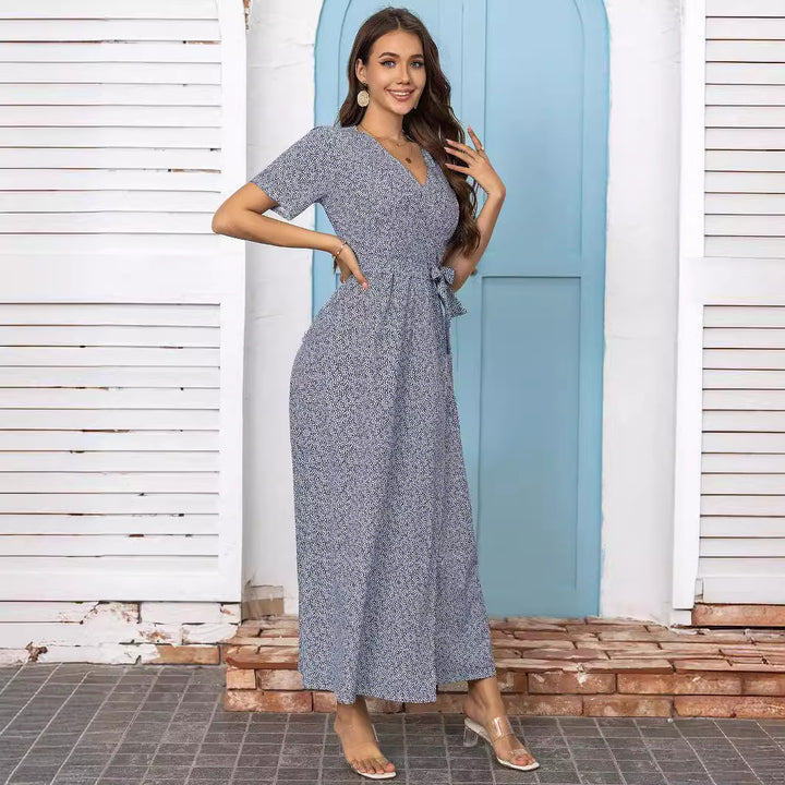 Dame Floral Print Maxi Wrap Kjole Stilla