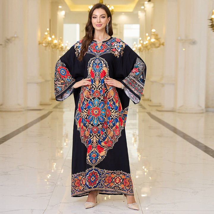 Dame Langærmet Kaftan med kunstnerisk broderimønster Stilla