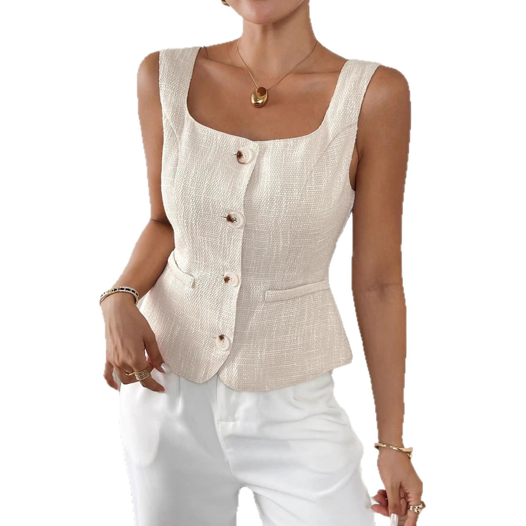 Dame Elegant skåret vest med knapdetalje Skovae