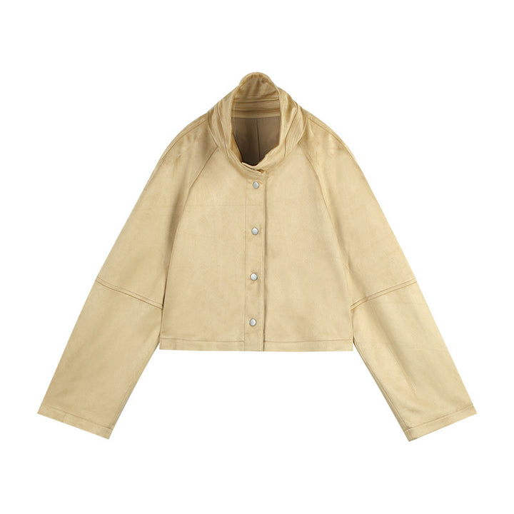 Dame cropped overgangsjakke med blødt materiale og elegant krave Stilla