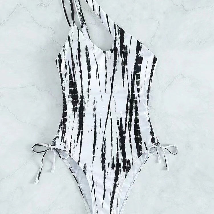 Dame Asymmetrisk En-Skulder Cut-Out Badetøj Stilla