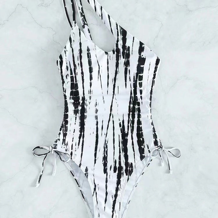 Dame Asymmetrisk En-Skulder Cut-Out Badetøj Stilla