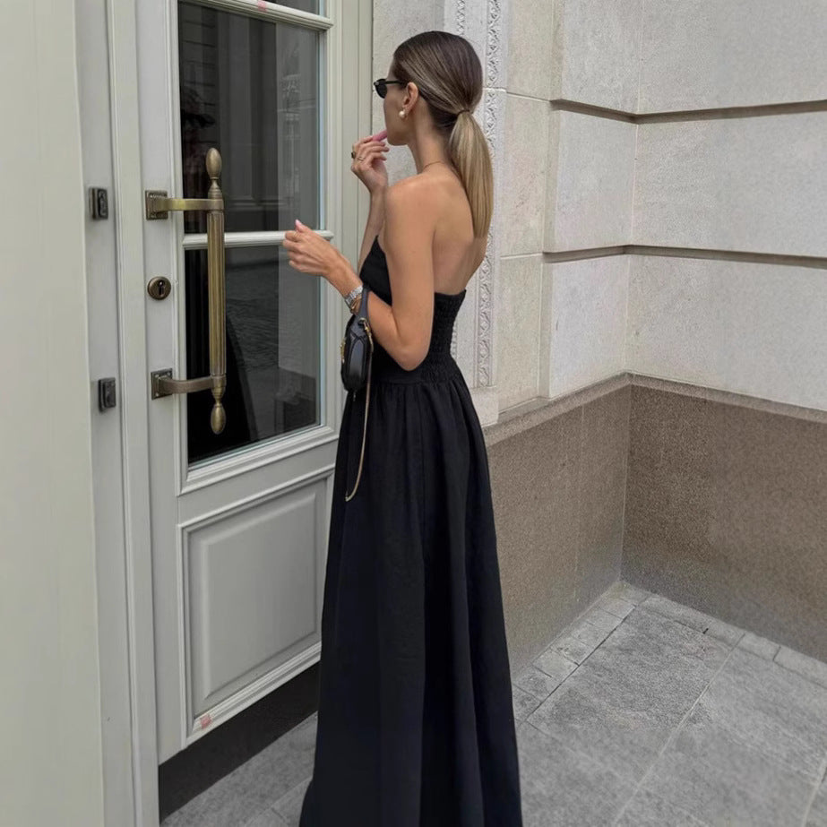 Dame Lang Chiffonkjole med off-shoulder design og elegant snit Stilla