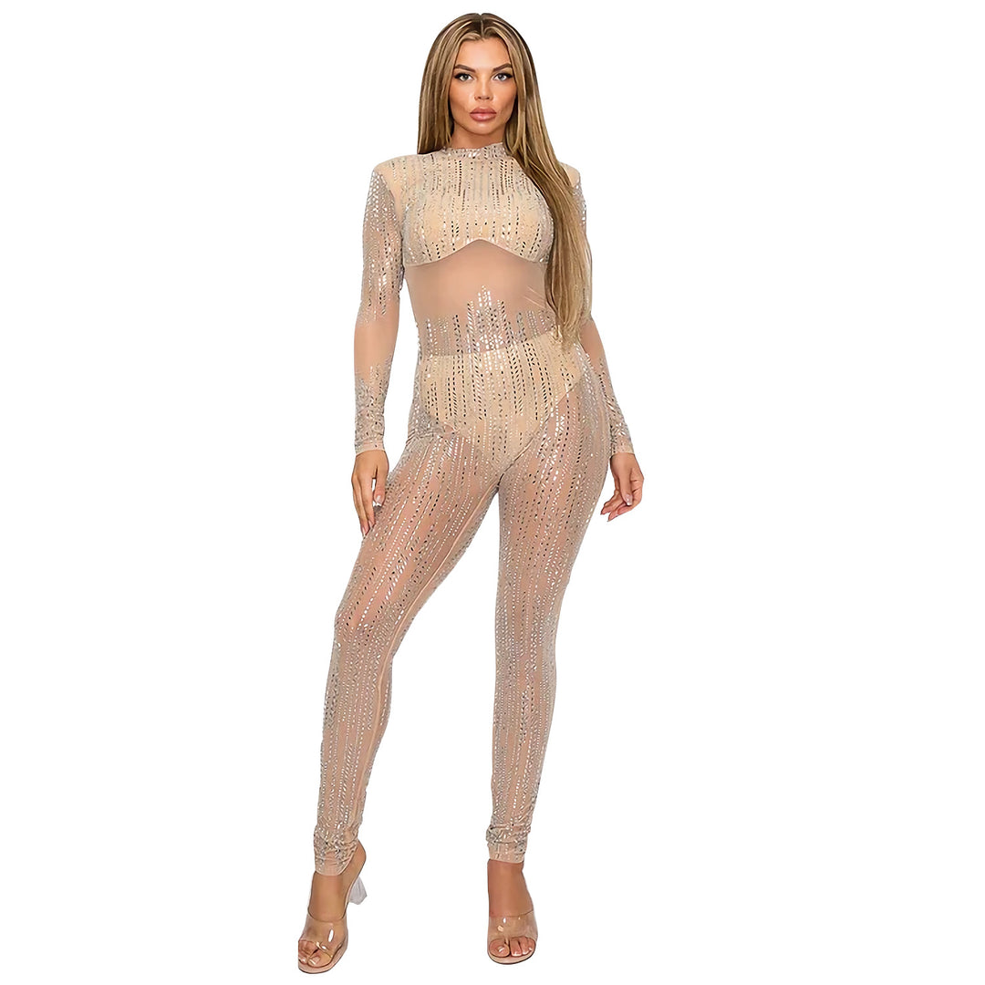 Dame transparent bodysuit med glitrende detaljer og figursyet pasform Stilla