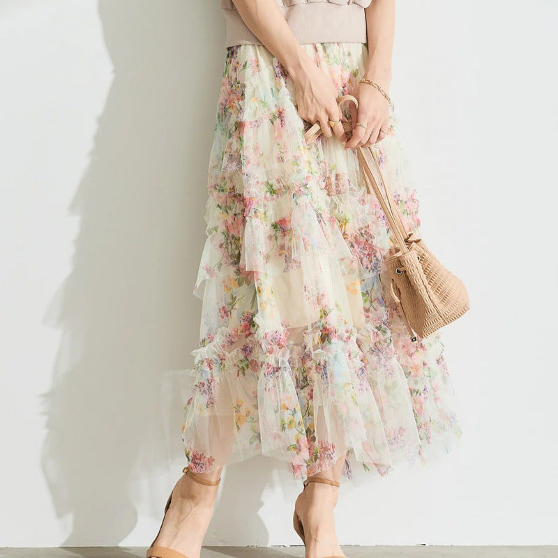 Dame lagdeling blomster maxi nederdel Stilla
